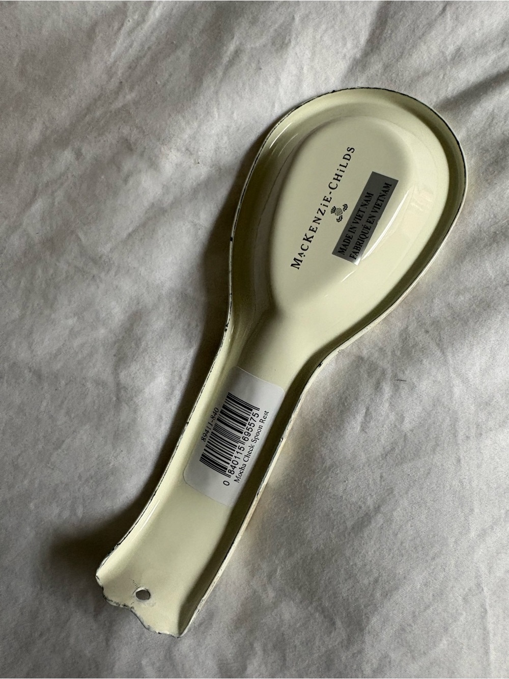 MacKenzie-Childs Pale Cream Ceramic Spoon Rest - Picture 2 of 3
